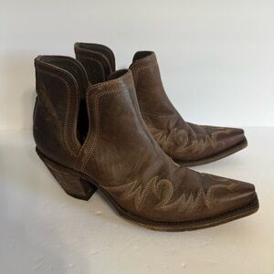 Women’s Brown Leather Western Ankle Booties